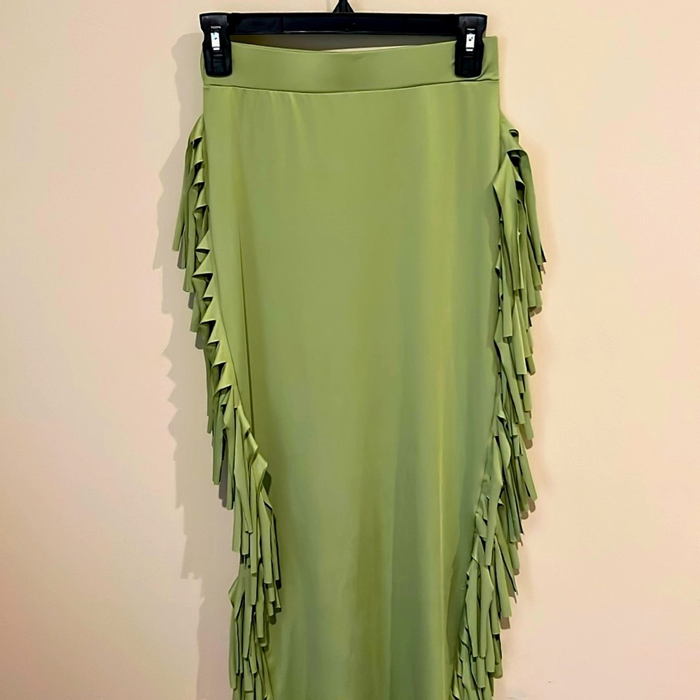 Green fringe skirt